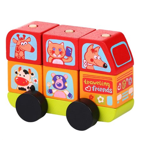 CUBIKA 13197 Vesel zvieratk Minibus - dreven puzzle 7 dielikov